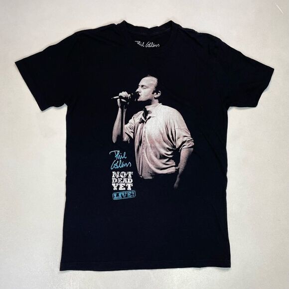 Phil Collins Not Dead Yet Live Tour 2018 Graphic T-shirt Men Small Black Music - Picture 1 of 6